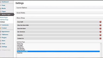 WP Local Mobile Plugin - Settings Menu Setup