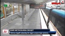 İzmir Metrosunda Dehşet Anları..Görme Engelli Vatandaş iki Vagon Arasını Kapı Zannetti