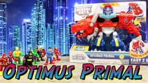 Transformers Optimus Primal with Batman and Superman Optimus Prime Transforms into Dinosaur