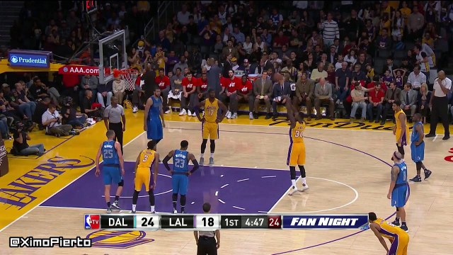 Kobe Bryant Kicks Larry Nance Jr. Out of his Seat - Mavericks vs Lakers - Jan 26, 2016 - NBA