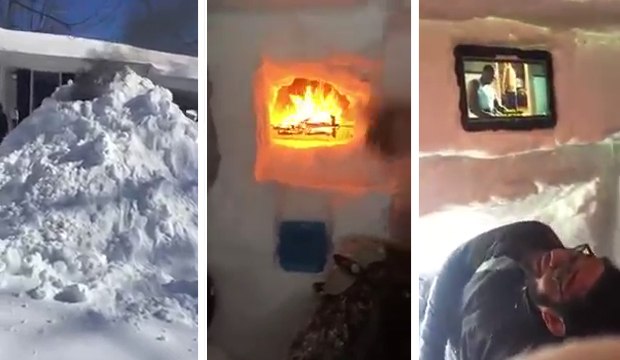 Un igloo tout confort avec écran plat et chéminée