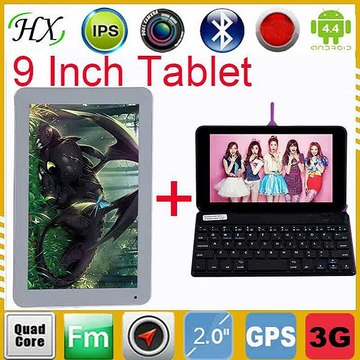 Hot!9 inch Tablet PC 3G Phablet SIM MTK8382 Android4.4 1G+8G Quad Core Flash Light GPS Phone Call WIFI Tablets+wireless keyboard-in Tablet PCs from Computer