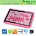 DHL Free Shipping Cheap 7 inch Tablet PC Android 4.4 Q88 Children Tablet Allwinner A23 Dual Core Dua