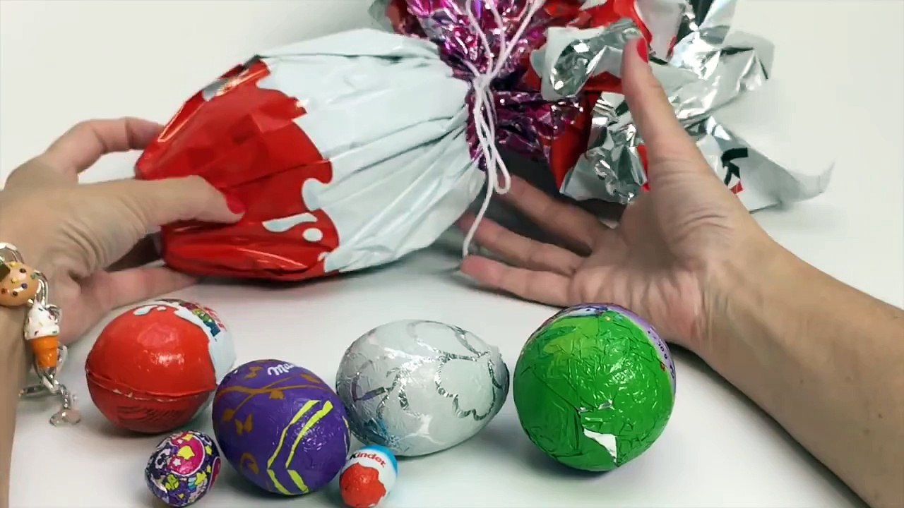 Learn Sizes with Surprise Eggs Kinder Surprise Eggs Milka Chocolate Eggs HUGE JUMBO Kinder Maxi Egg