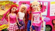 BARBIE RV CAMPER with Frozen Elsa, Disney Princess Anna & Barbie Rockers Toys