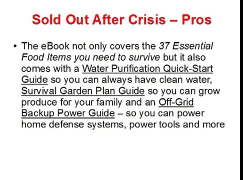 Sold Out After Crisis Review - 37 Critical Food Items Guide