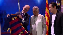 Dr. Yunus was invited by FC Barcelona for a tour at Camp Nou