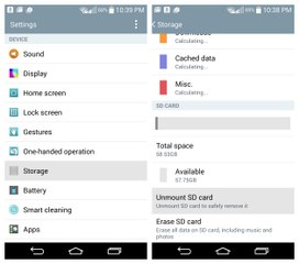 Unmount Sd card safely