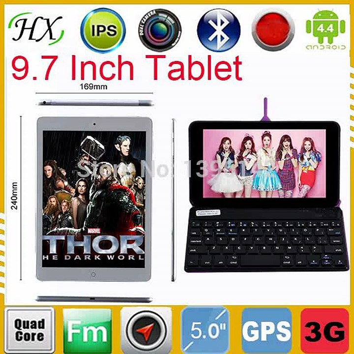Free wireless keyboard 3G Tablet PC Quad Core MTK8382 9.7 inch IPS Screen 1280*800 GPS Tablets Ultra Slim 1GB +16GB 6000MAH-in Tablet PCs from Computer