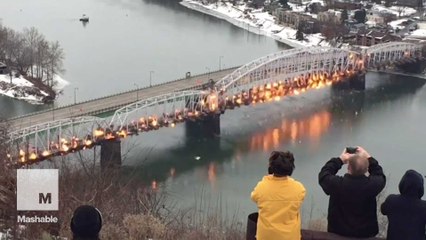 This grand implosion brought down a 107-year old bridge over Pennsylvania river
