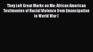 They Left Great Marks on Me: African American Testimonies of Racial Violence from Emancipation