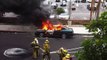Firefighters will not be deterred by an exploding car!