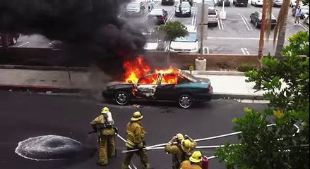 Firefighters will not be deterred by an exploding car!