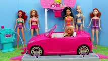 Barbie Car Wash Doll Parody with Disney Frozen Elsa, Ariel & Descendants Dolls by DisneyCa