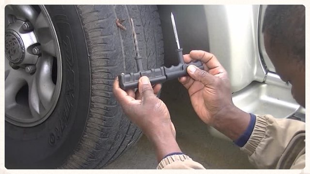Tire repair movie. Watch a couple of others on this subject first, but this is the best and easy way.This could be done without completely de-inflating the tire ON THE SIDE OF A SAFE PLACE.. You can plug while there is still air -