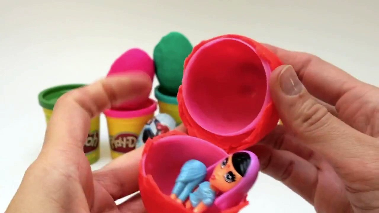 Play Doh Surprise Eggs Spider Man Princess Disney Peppa Pig Barbie Spiderman Toys