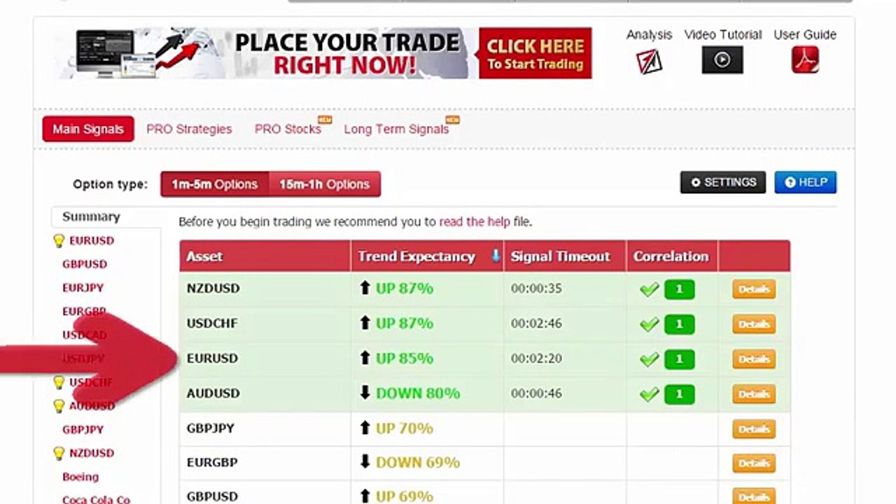 Auto Binary Signals (Main ABS) Video 2 Live Trading - August 18th 2015
