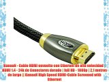KanaaN - Cable HDMI envuelto con Ethernet de alta velocidad - HDMI 1.4 - 24k de Conectores