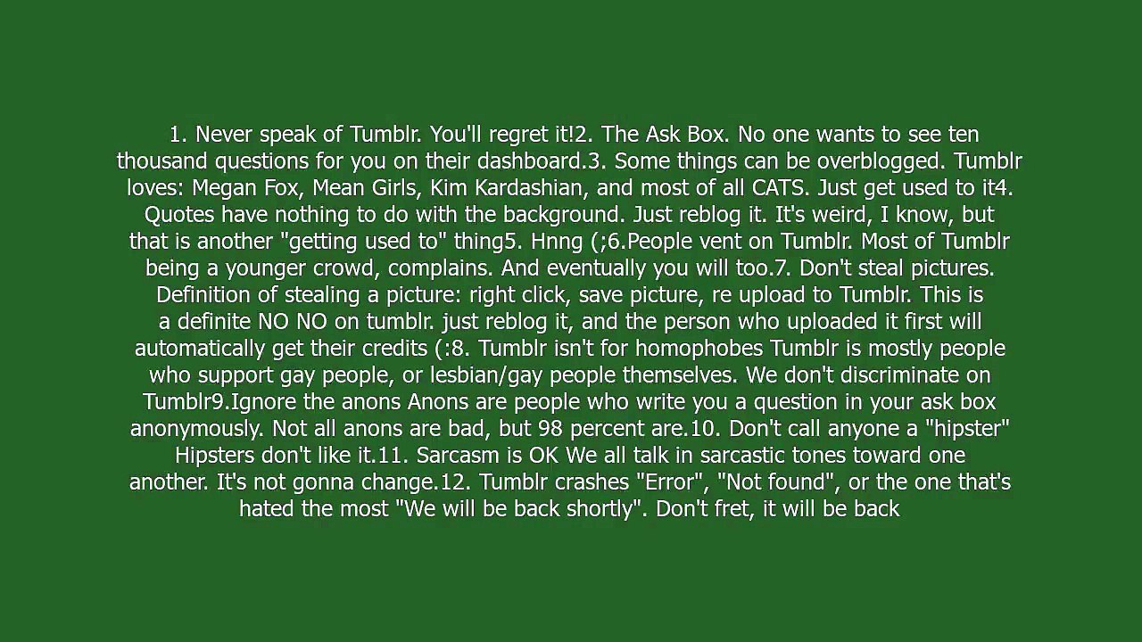 rules of tumblr meaning and pronunciation
