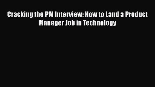 cracking the pm interview pdf download