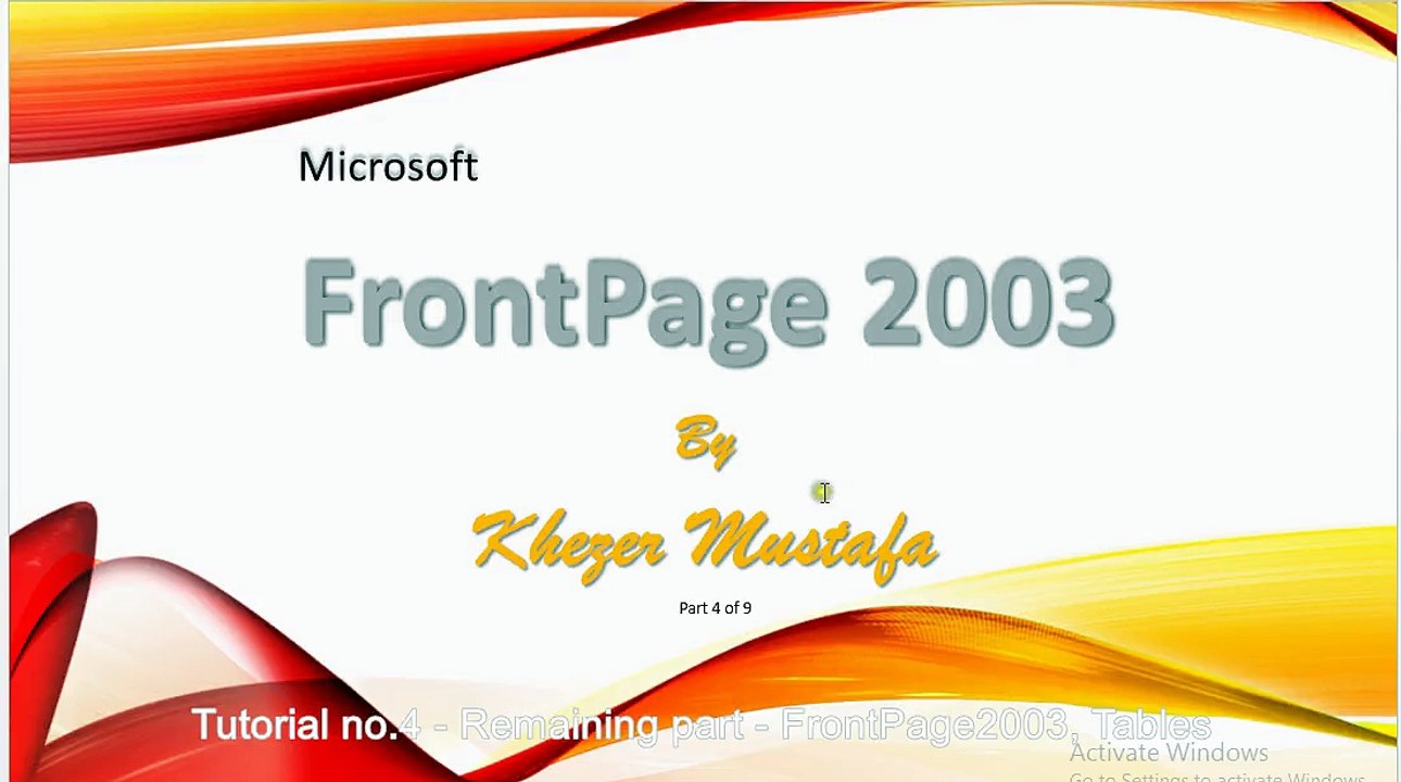 Tutorial no.4 - Remaining part - FrontPage2003, Tables
