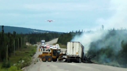 Airplane Extinguishing Fire in a Truck by throwing water on road ll must watch video
