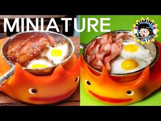 미니어쳐 하울의 움직이는 성 요리! (베이컨& 계란후라이) Miniature Cookig - Howl's Moving Castle (Bacon & Eggs) /미미네미니어쳐