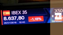 El Ibex cae un 1% y pierde el nivel de 8.700 puntos pasado el mediodía