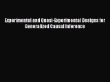 (PDF Download) Experimental and Quasi-Experimental Designs for Generalized Causal Inference