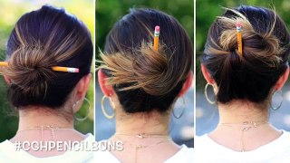 3 Quick Pencil Bun Ideas   Back-to-School Hairstyles
