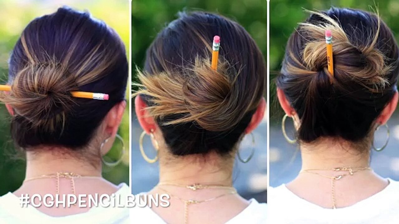 3 Quick Pencil Bun Ideas   Back-to-School Hairstyles