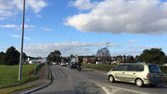 Le rond point du Moustoir bloqué