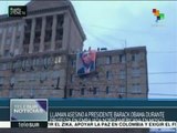 Rusia: cuelgan pancarta en edificio que llama “asesino” a Obama