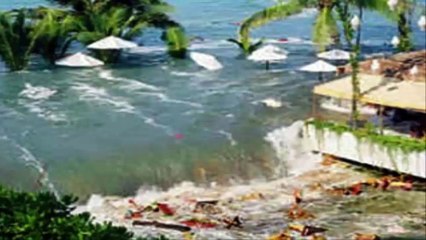 Great Tsunami Wave Hits Beach