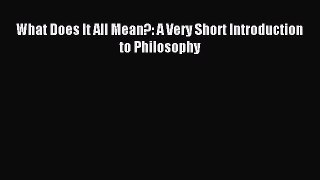 (PDF Download) What Does It All Mean?: A Very Short Introduction to Philosophy Read Online