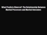 What Predicts Divorce?: The Relationship Between Marital Processes and Marital Outcomes  Free