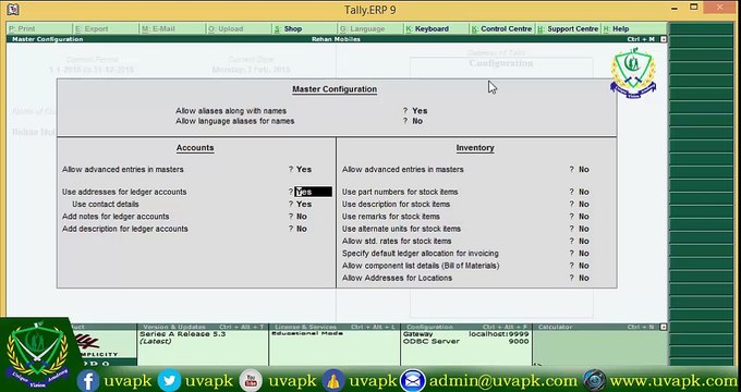 Lecture 5 how to configure accounts inventory in tally in hindi urdu