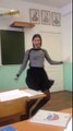 Russian cute girl dancing in school