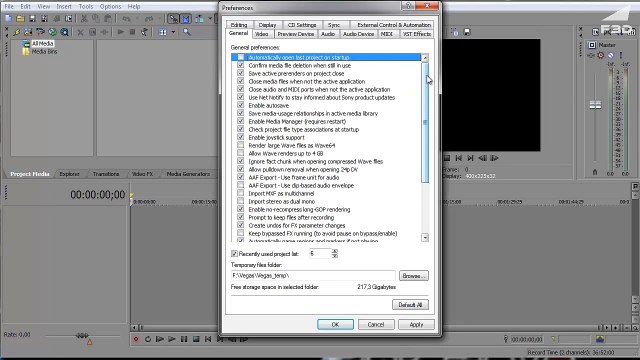 01. Настройки - Sony Vegas 11.0 для начинающих