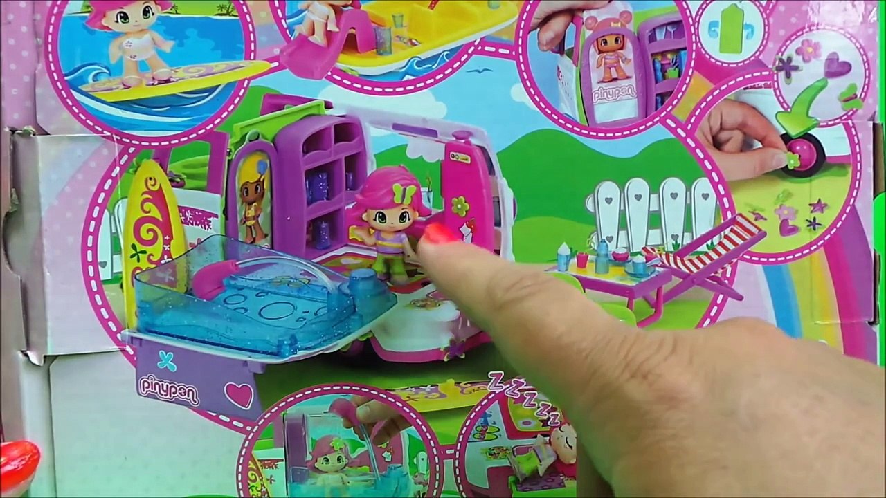 UNBOXING MY NEW RV CAMPER VAN WITH Jacuzzi Pool PINYPON TOY Playset