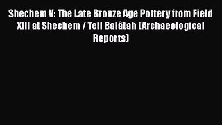 Shechem V: The Late Bronze Age Pottery from Field XIII at Shechem / Tell Balâtah (Archaeological