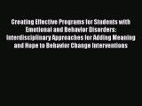 Creating Effective Programs for Students with Emotional and Behavior Disorders: Interdisciplinary