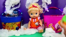 Baby Alive DIY Halloween Pumpkin Costume & Surprise Toys Buckets Halloween Candy & McDonal