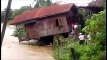 Myanmar Flood Video House Falls Off Bank Into Raging River