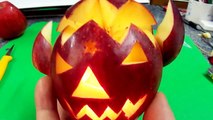 Art In Apple Show _ DIY Halloween Decorations_ Apple Jack-O-Lanterns _ Apple Carvings Garnish