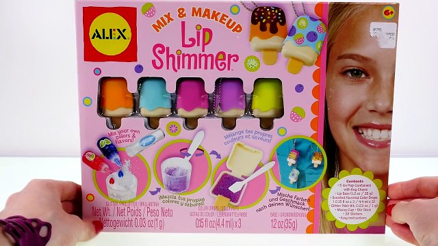 LIPGLOSS MAKER KIT - Mix & Makeup POPSICKLE Lip Shimmer Keychains: 3 Flavors by Alex Toys
