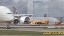 Heavy Crosswind | Etihad Airways A380 [A6-APB] | Takeoff and Landing @ Finkenwerder Airport  Crosswind Landing