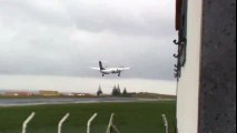 Crosswind landing attempt at LPFL - Dash 8Q400 Sata Air Açores  Crosswind Landing