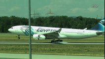 Bumpy crosswind landing: Airbus A330 Egyptair at Frankfurt | 18.07.2015  Crosswind Landing