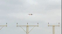 Crosswind landing by a Scandinavian 737 at Manchester airport  Crosswind Landing